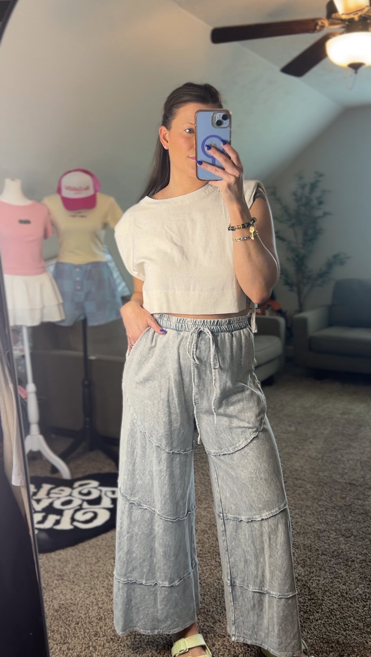Silver Wide Leg Pants