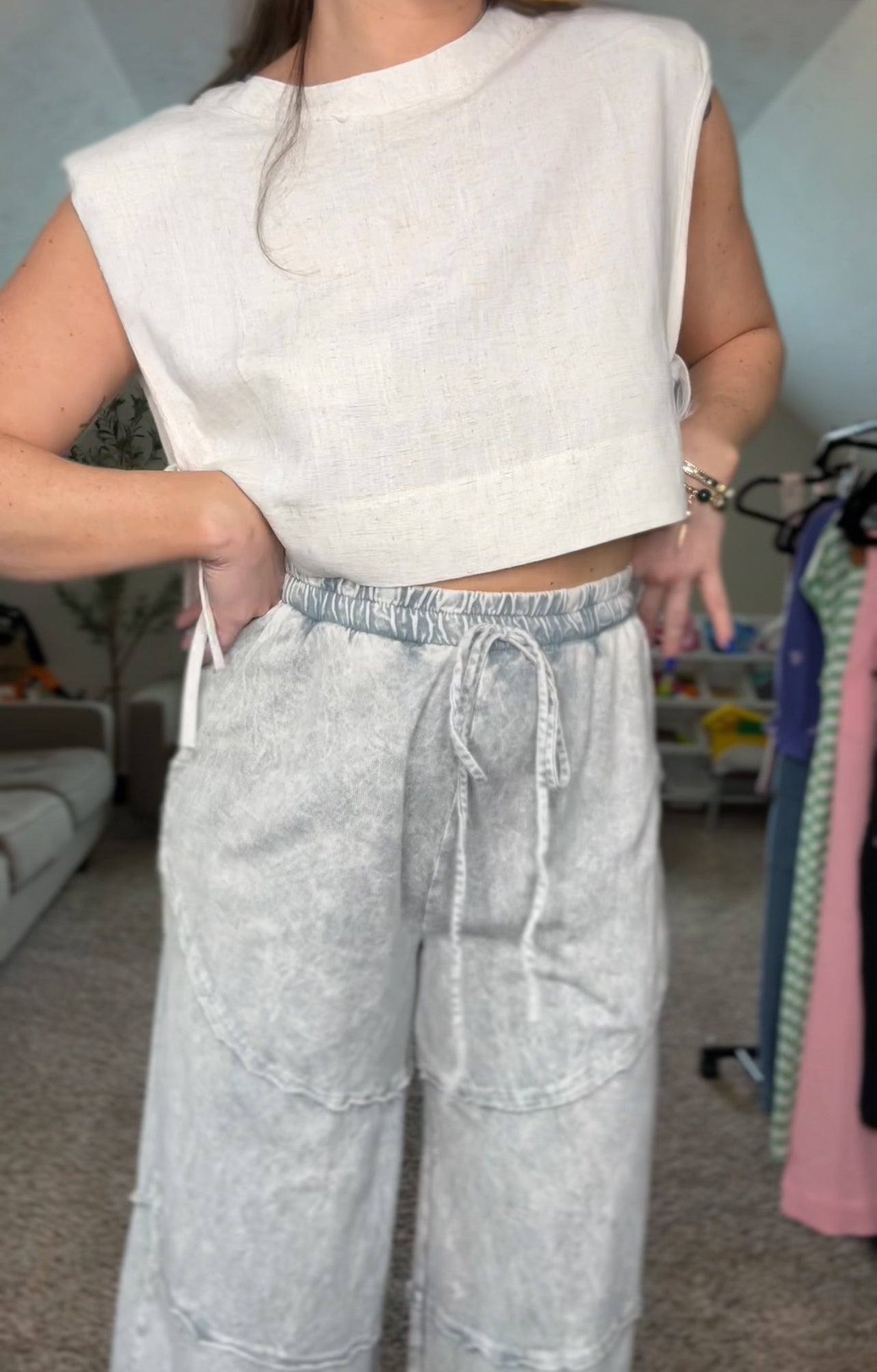 Silver Wide Leg Pants