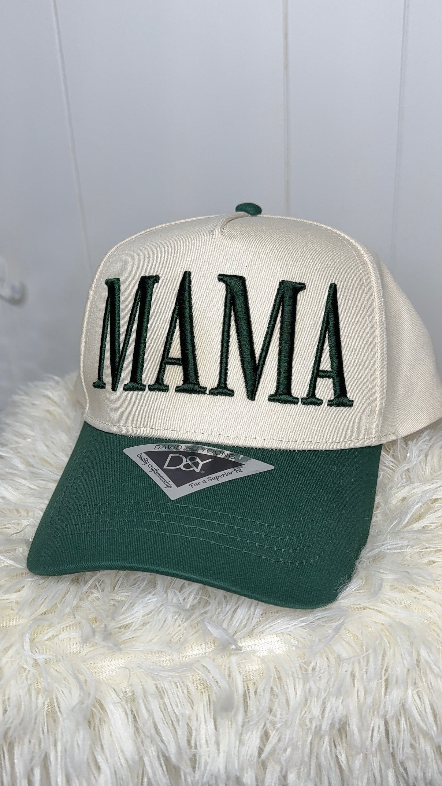 MAMA 3D Puff Green Trucker Hat