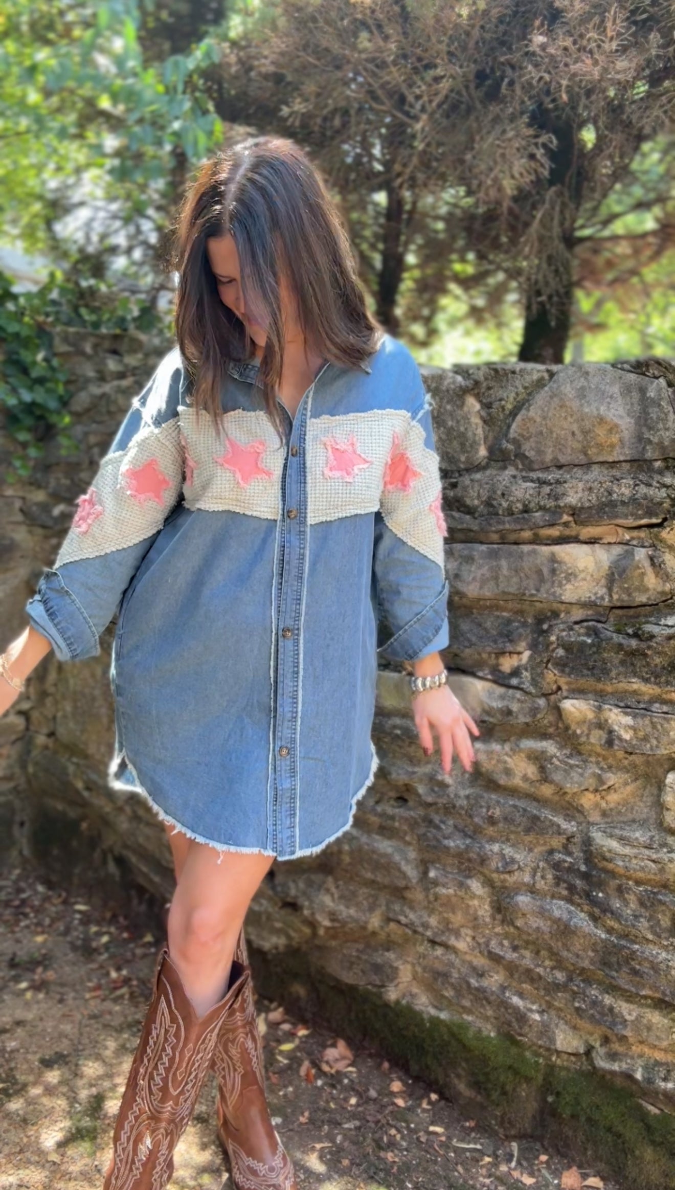 Eyes Full Of Stars Denim Patchwork Dress