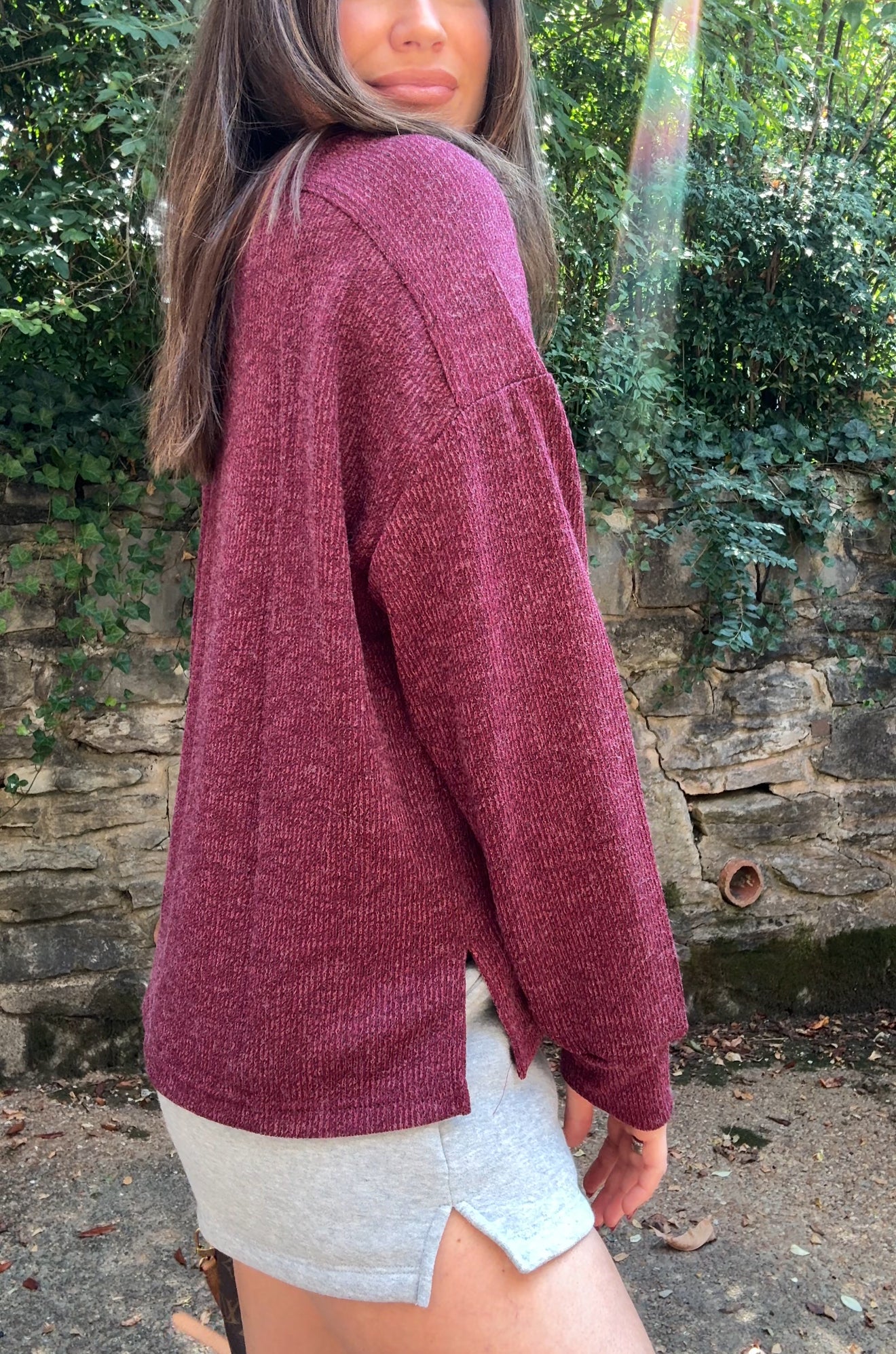 3 LEFT - The Burgundy Blend Henley