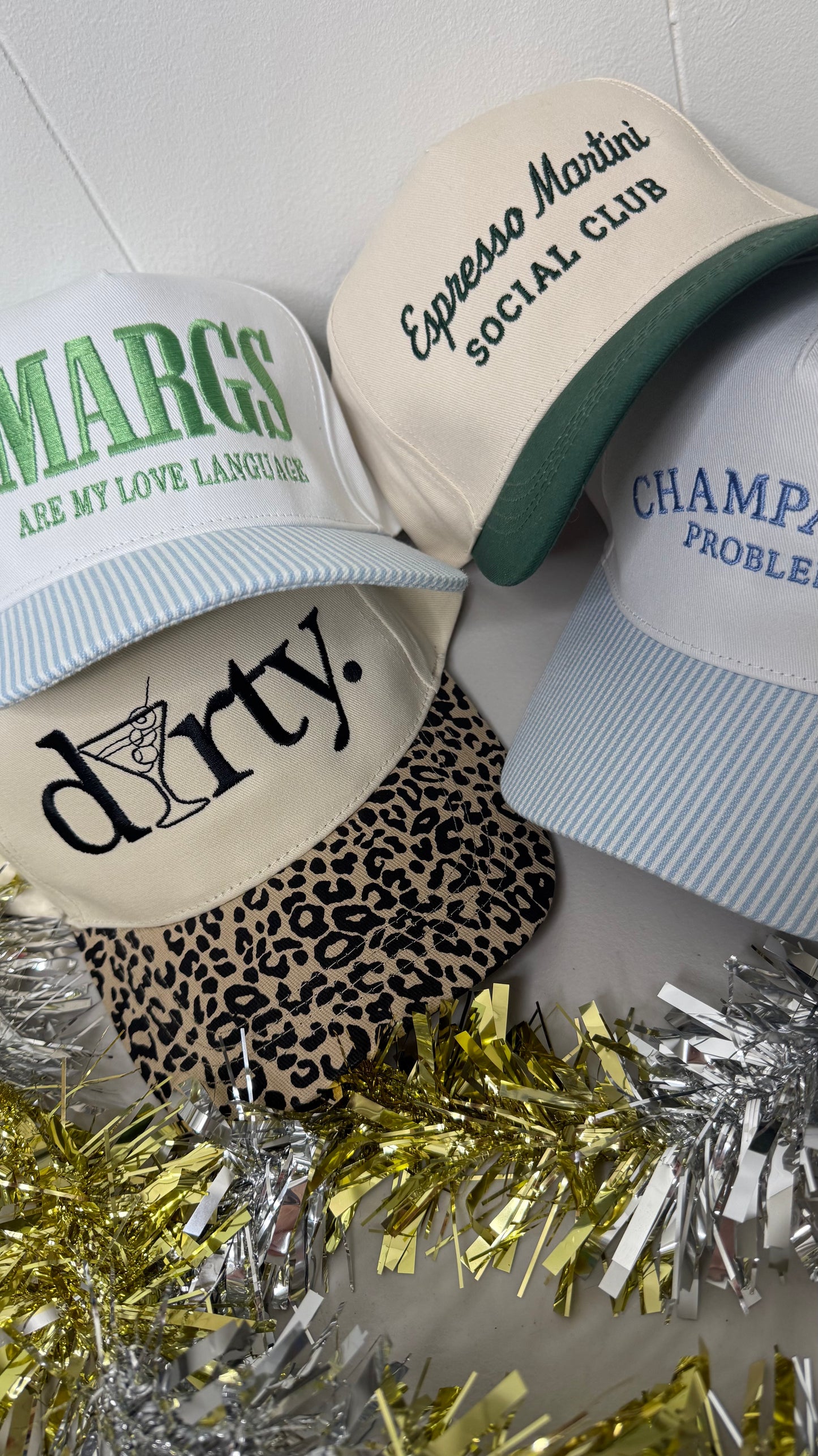 DIRTY Martini Glass Leopard Print Trucker Hat
