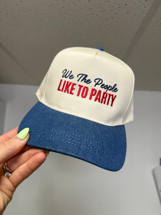 We The People Like To Party Denim Brim Trucker Hat