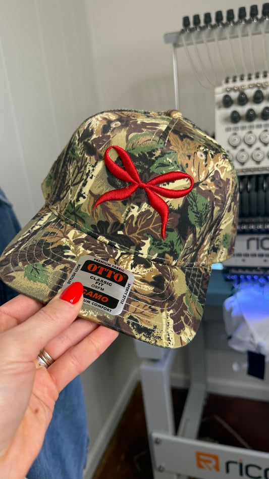 3D Bow Camo Holiday Hat