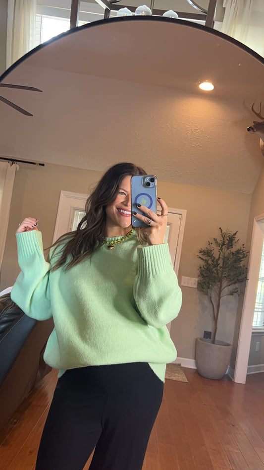 All Warmed Up Jade Green Sweater