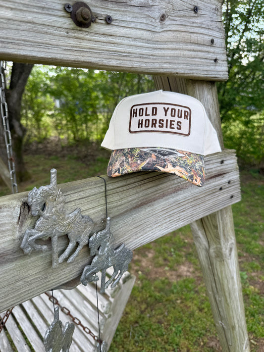 Hold Your Horsies Patch Camo Trucker Hat