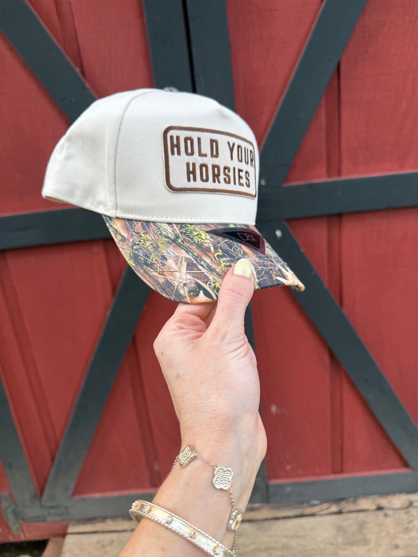 Hold Your Horsies Patch Camo Trucker Hat