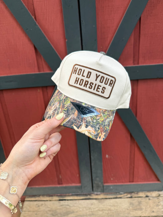 Hold Your Horsies Patch Camo Trucker Hat