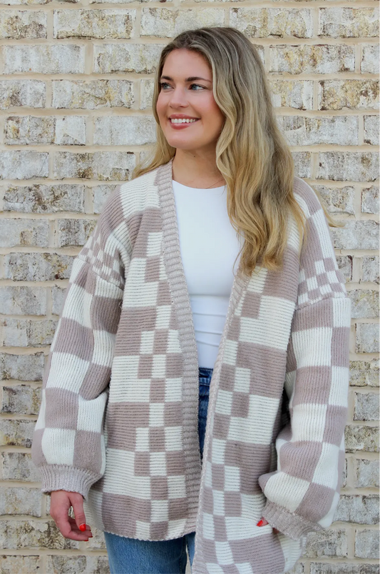 The Ada Oversized Checkered Cardigan - S/M-2X/3X