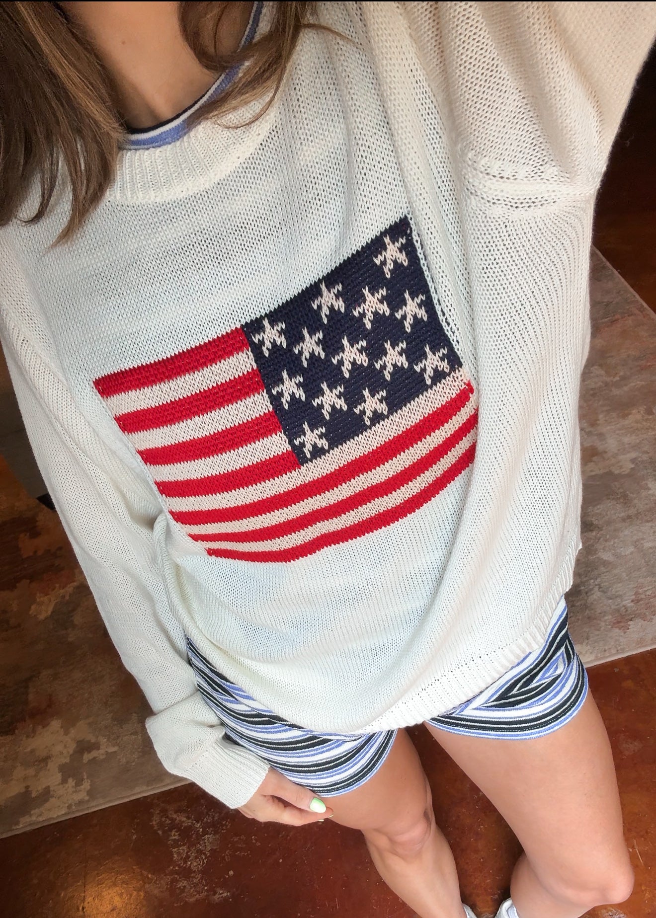 American Flag Long Sleeve Top
