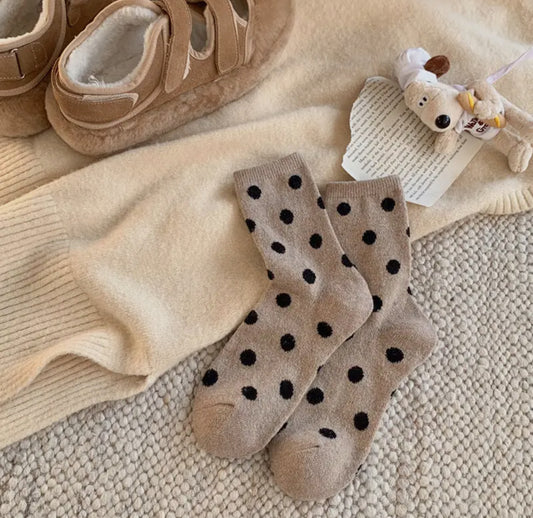 Fun Socks - Khaki Polka Dot