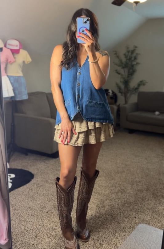 Textured Knit Layered Skort