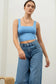 Blue Square Neck Cropped Tank