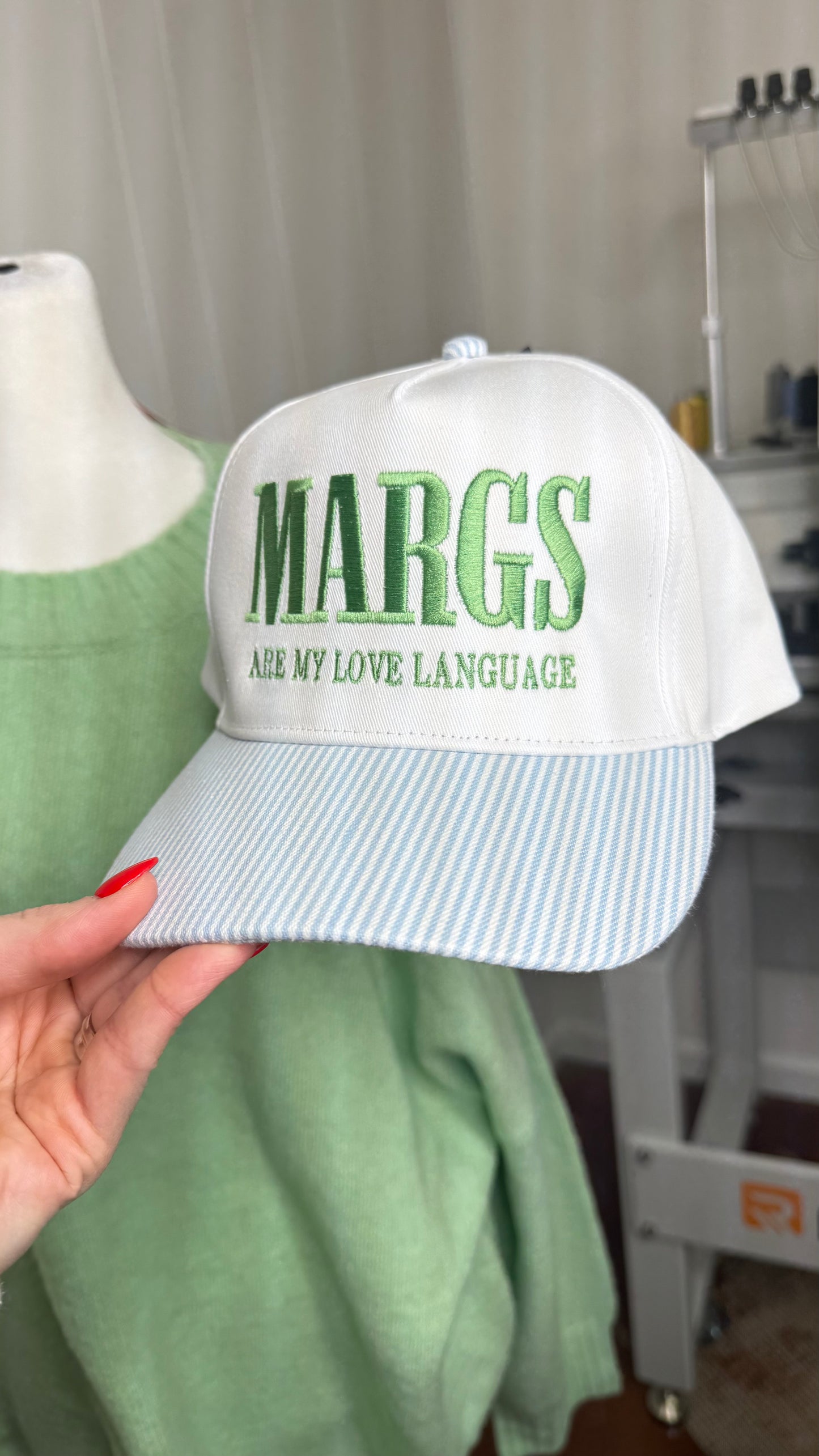 MARGS ARE MY LOVE LANGUAGE Striped Trucker Hat