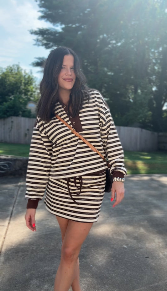 The Mocha Muse Striped Pullover - TOP ONLY