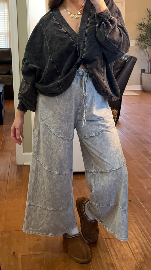 Silver Wide Leg Pants