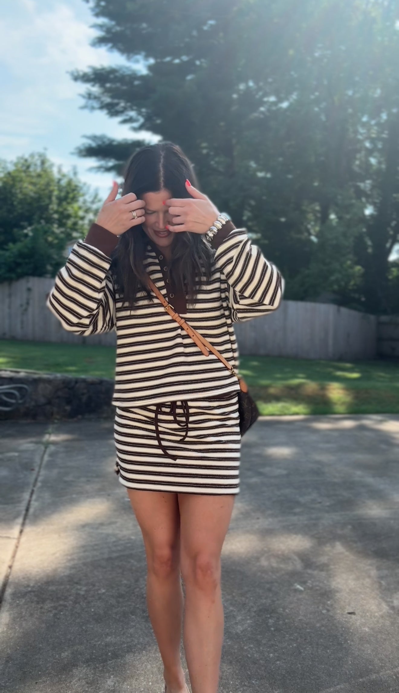 The Mocha Muse Striped Skort - BOTTOMS ONLY