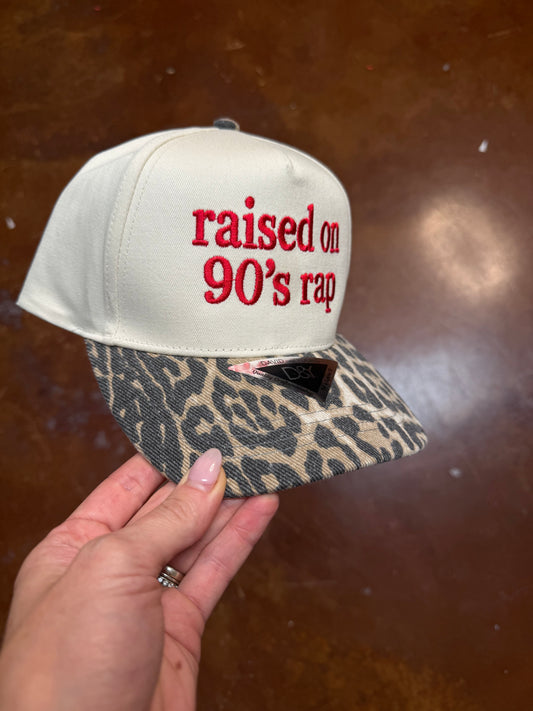 Raised on 90s rap cheetah brim trucker hat