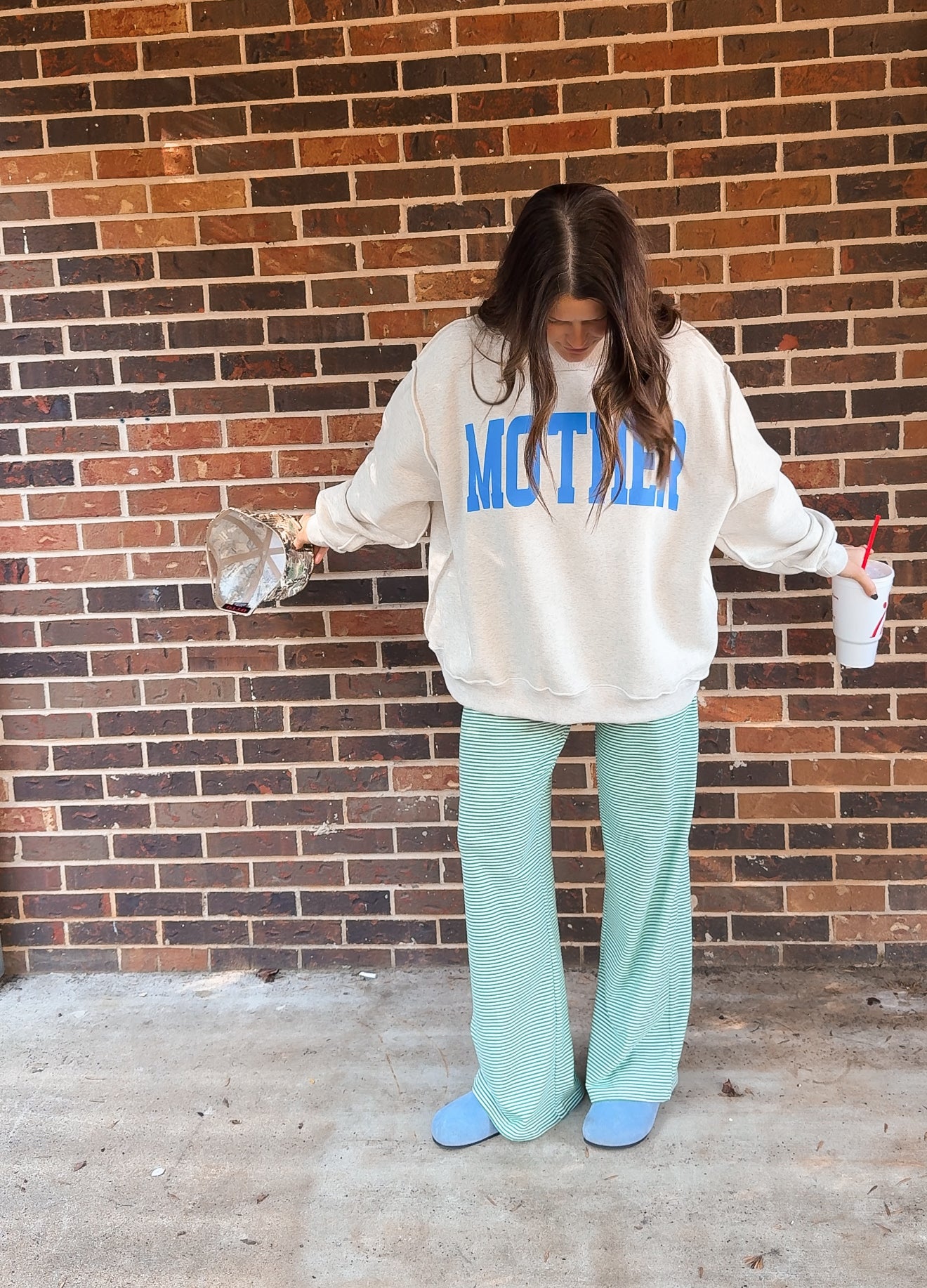 The Mother Reversible Oversized Mock Neck Sweatshirt