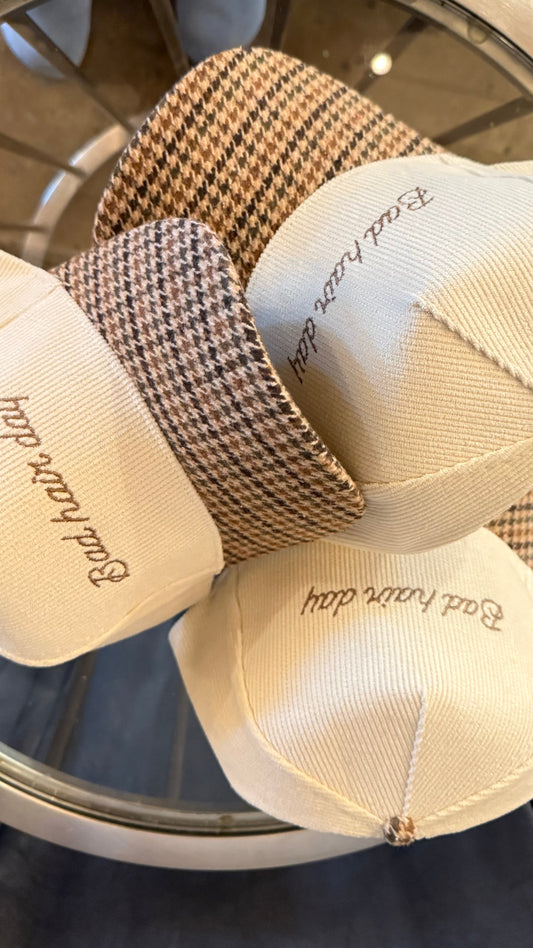 BAD HAIR DAY Corduroy Houndstooth Print Hat