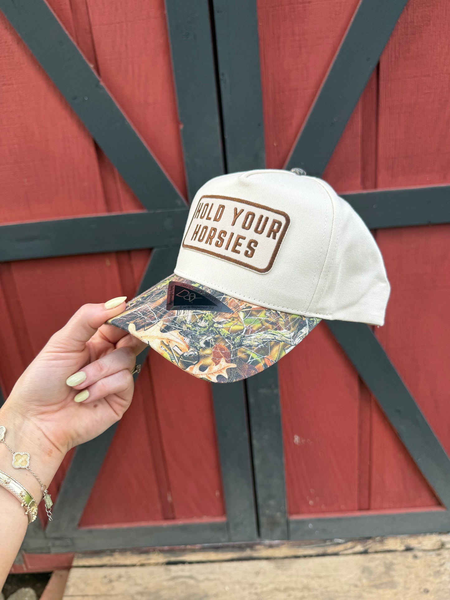 Hold Your Horsies Patch Camo Trucker Hat