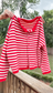 The Lasting Knit Button-Down Cardigan - Red and Ivory Stripes