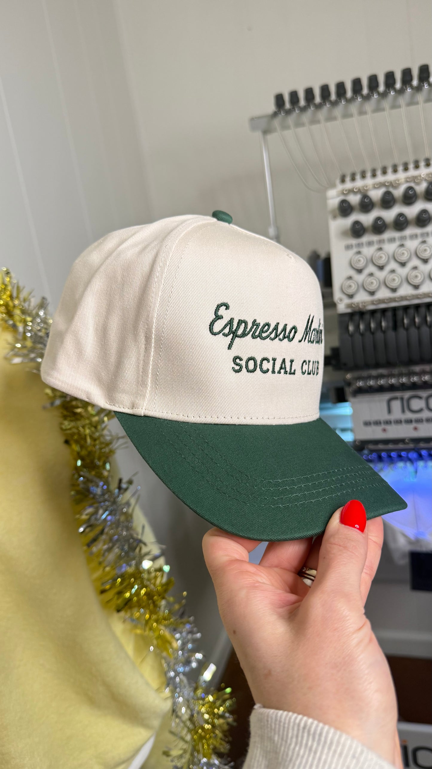 ESPRESSO MARTINI SOCIAL CLUB Dark Green Two Tone Trucker Hat