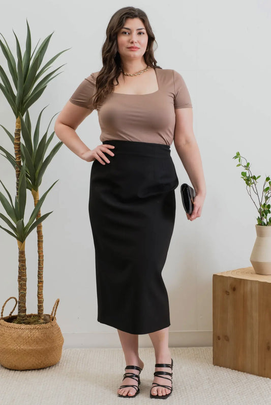 Reversible Square Neck Knit Top - PLUS