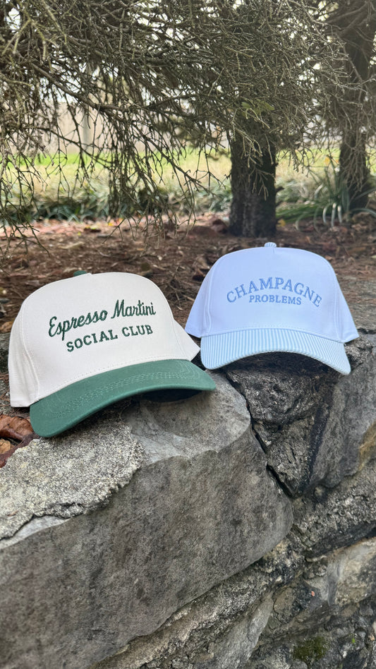 CHAMPAGNE PROBLEMS Striped Trucker Hat