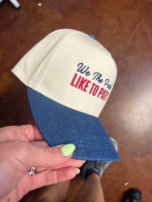 We The People Like To Party Denim Brim Trucker Hat