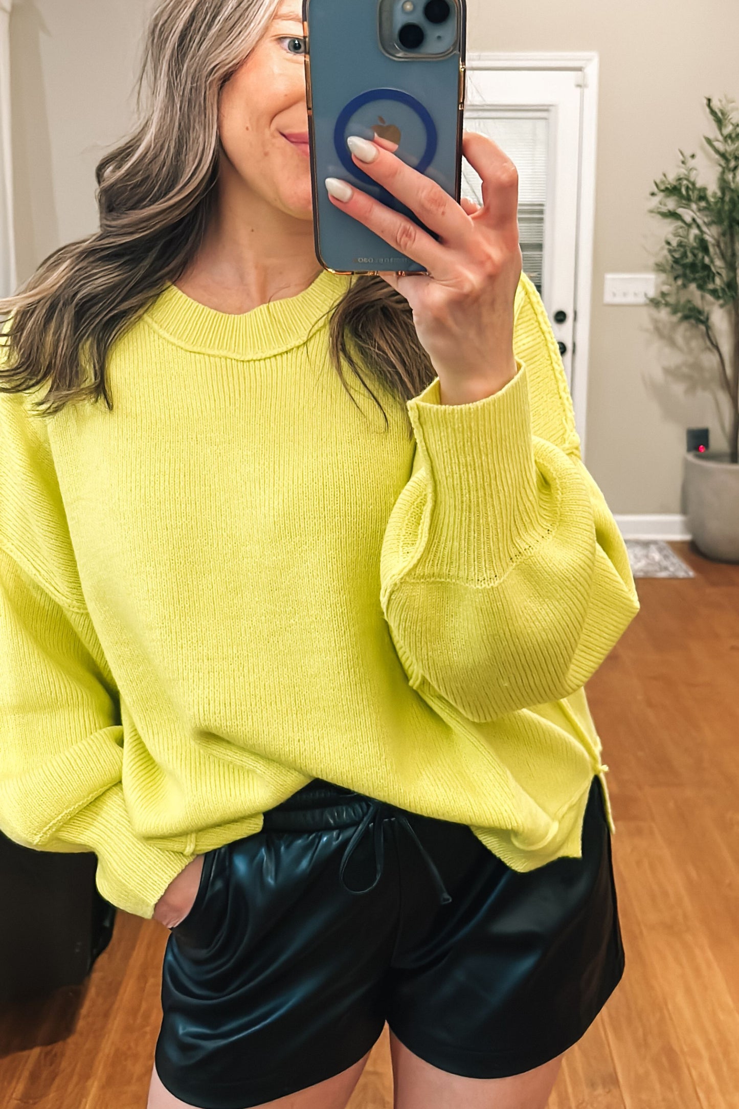 Shine Bright Neon Yellow Balloon Sleeve Sweater Top