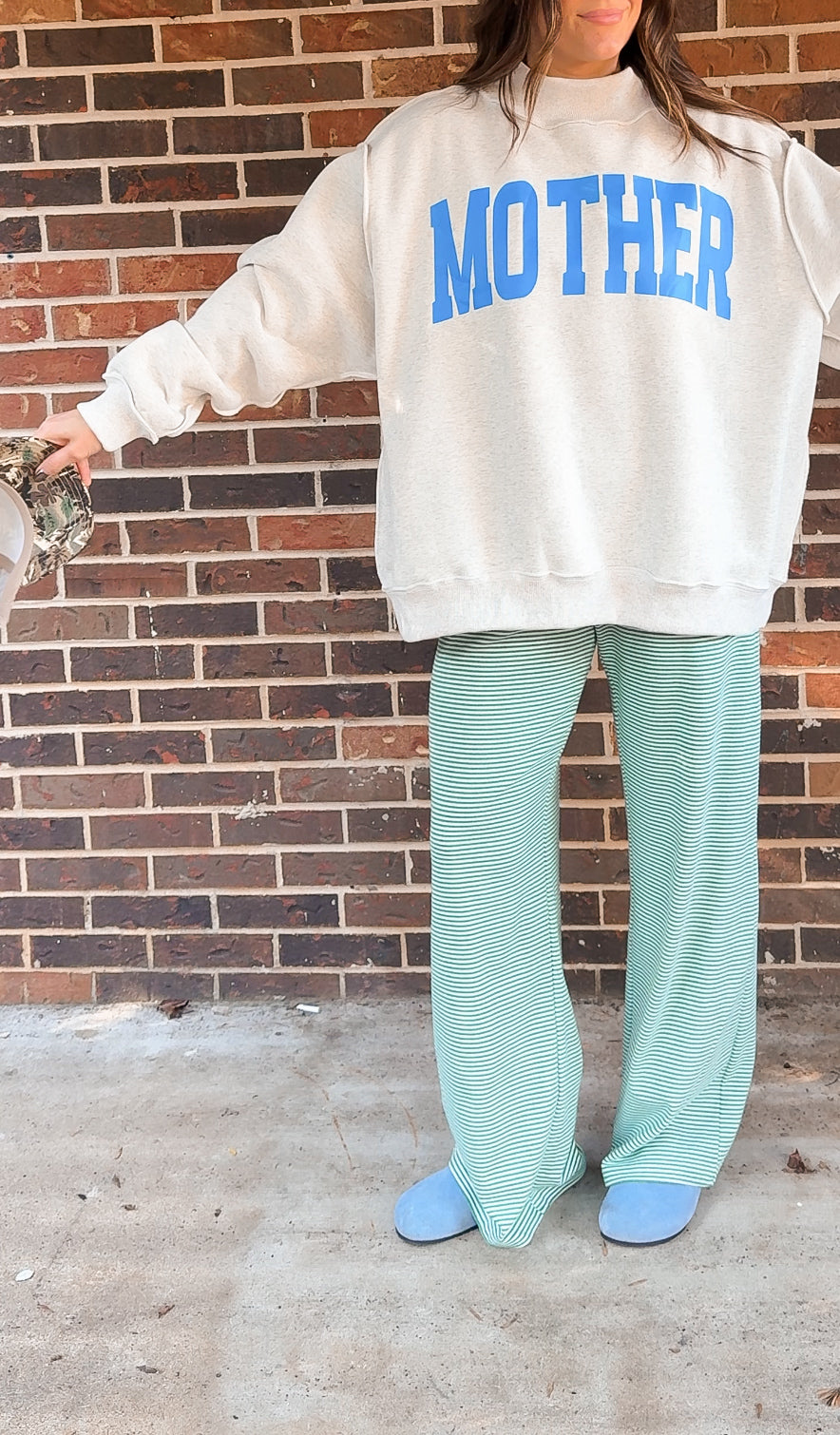 The Mother Reversible Oversized Mock Neck Sweatshirt