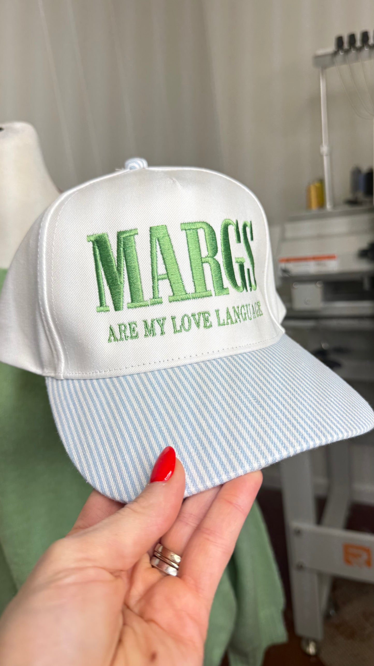 MARGS ARE MY LOVE LANGUAGE Striped Trucker Hat