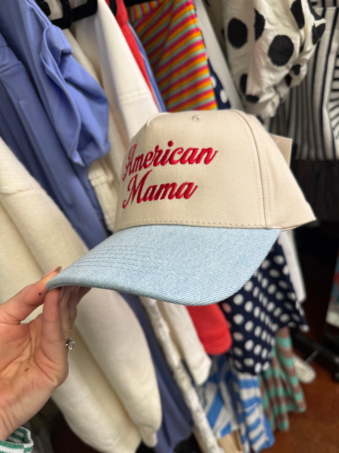 American Mama Denim Brim Trucker Hat
