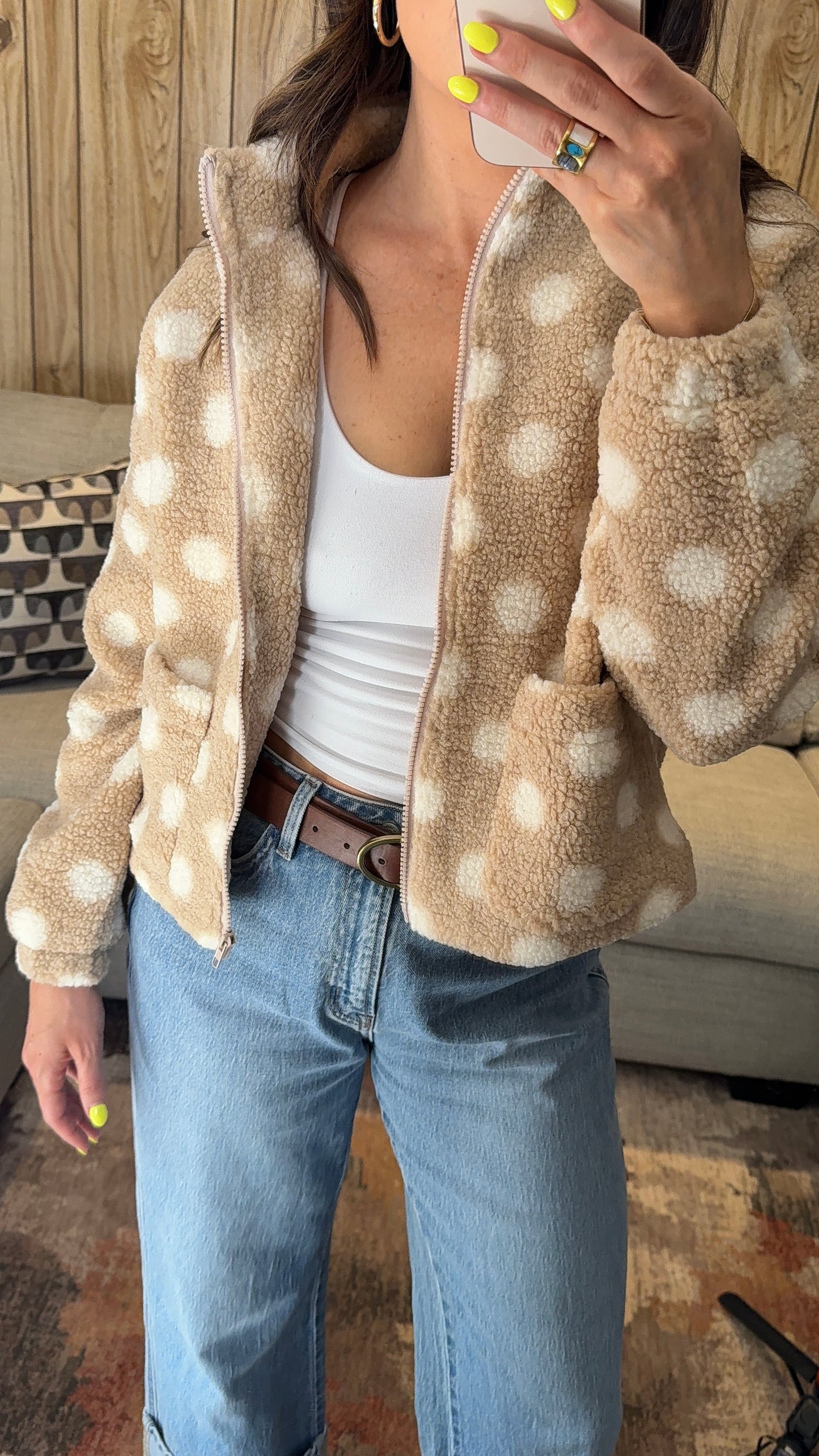 The Dot Sherpa Zip Up Jacket