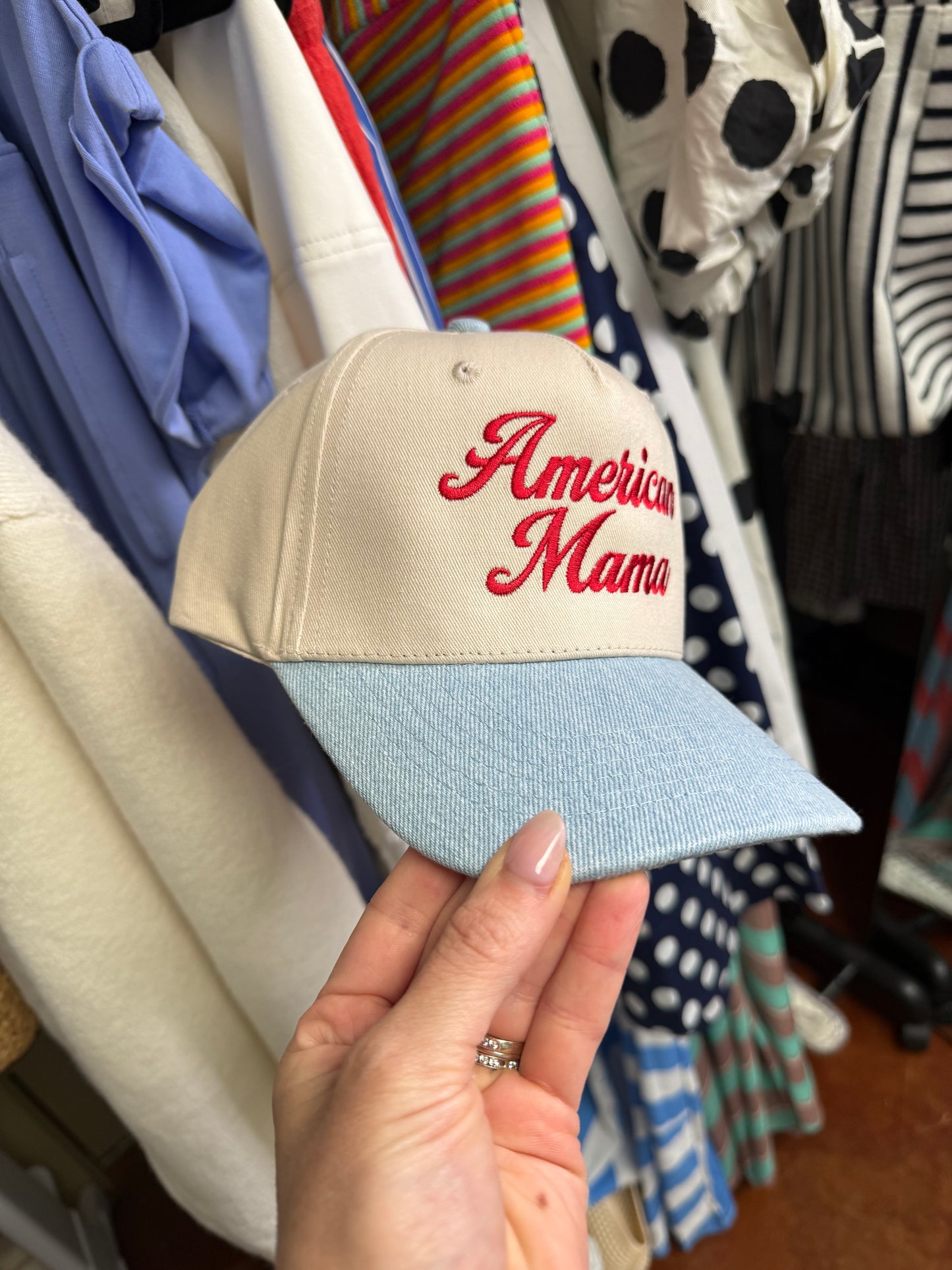 American Mama Denim Brim Trucker Hat