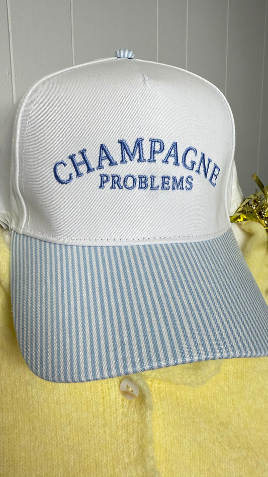 CHAMPAGNE PROBLEMS Striped Trucker Hat