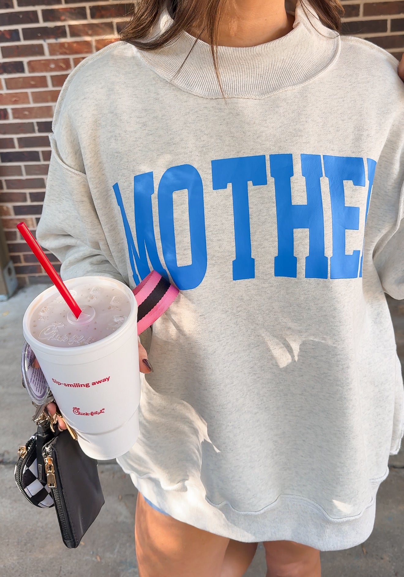 The Mother Reversible Oversized Mock Neck Sweatshirt
