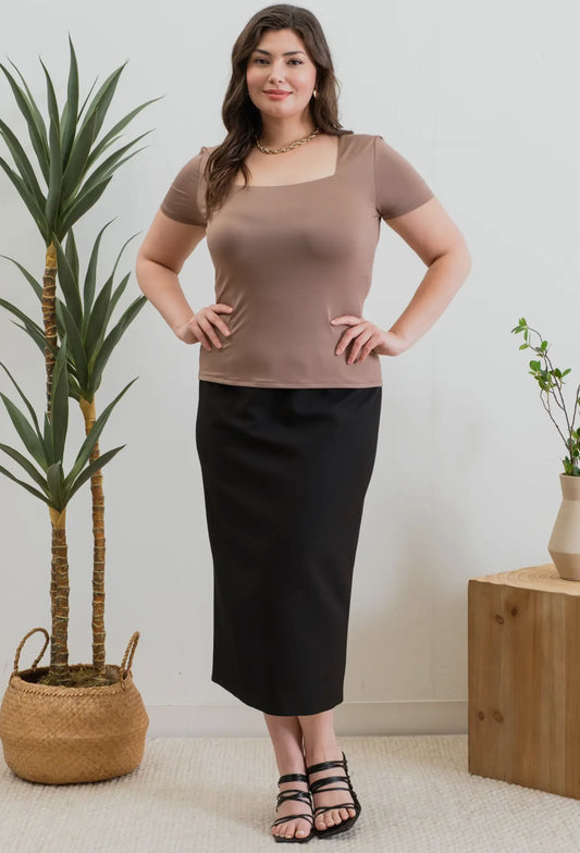 Reversible Square Neck Knit Top - PLUS
