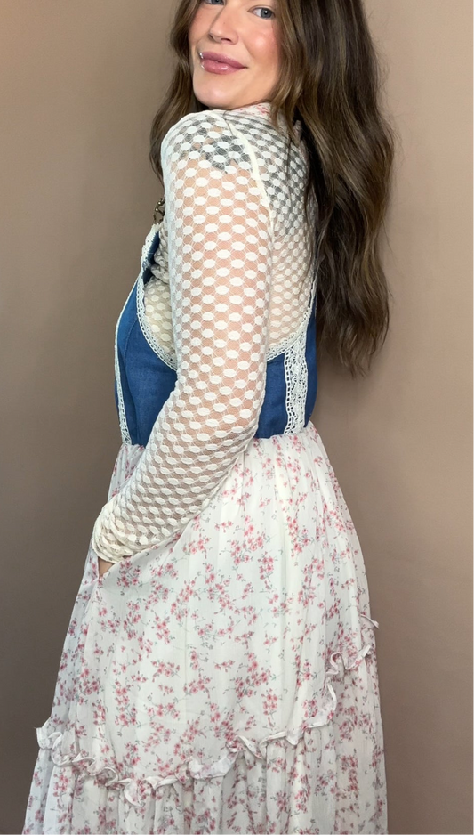 Dot Lace Mesh Layering Top