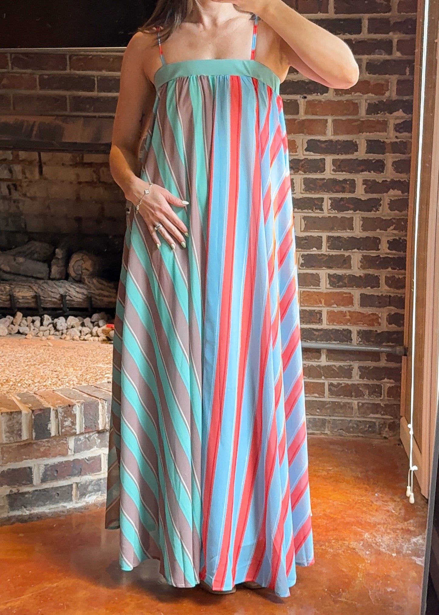 The Santorini Striped Maxi Dress