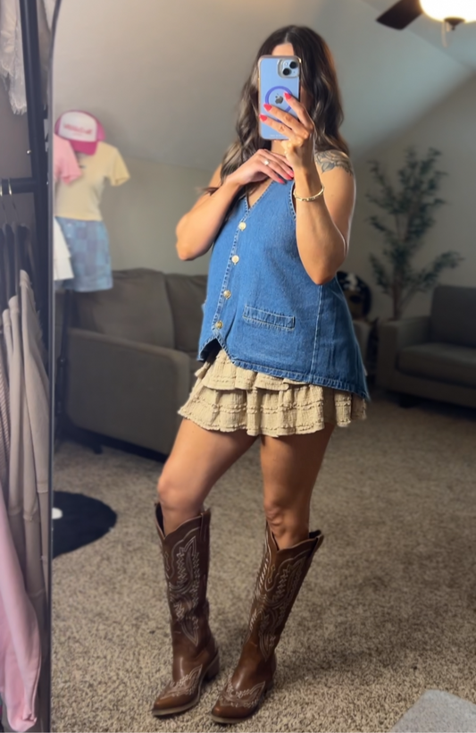 Textured Knit Layered Skort