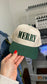 MERRY Dark Green Two Tone Holiday Trucker Hat