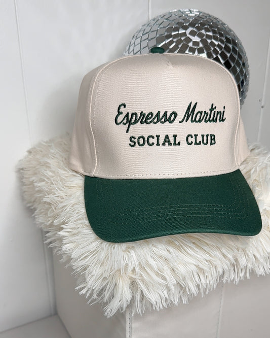 ESPRESSO MARTINI SOCIAL CLUB Dark Green Two Tone Trucker Hat