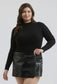 Mock Neck Long Sleeve Knit Top - PLUS