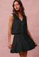 Eyelet Lace Front Tie Top and Tiered Skirt Set
