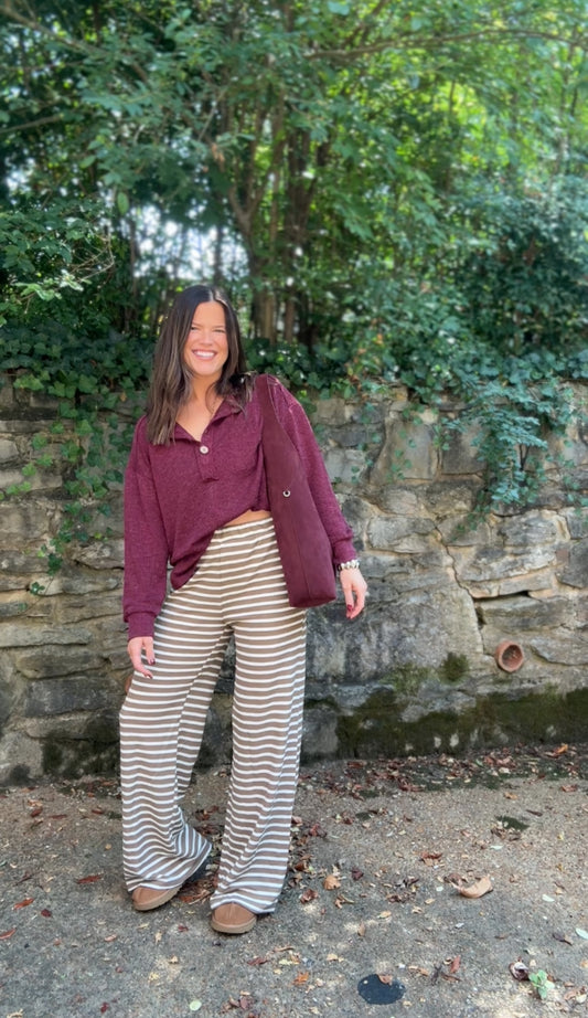 3 LEFT - The Burgundy Blend Henley