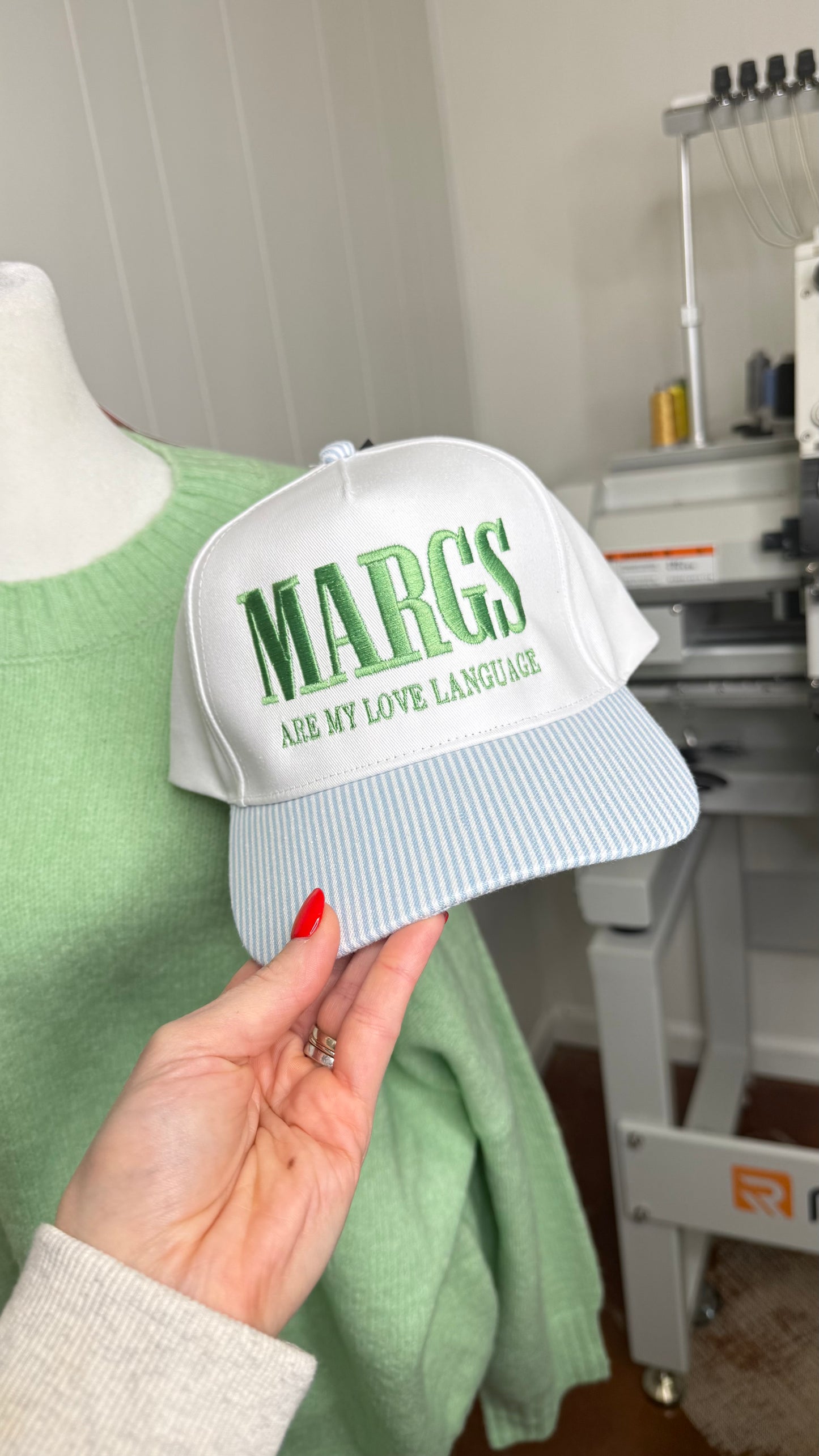MARGS ARE MY LOVE LANGUAGE Striped Trucker Hat