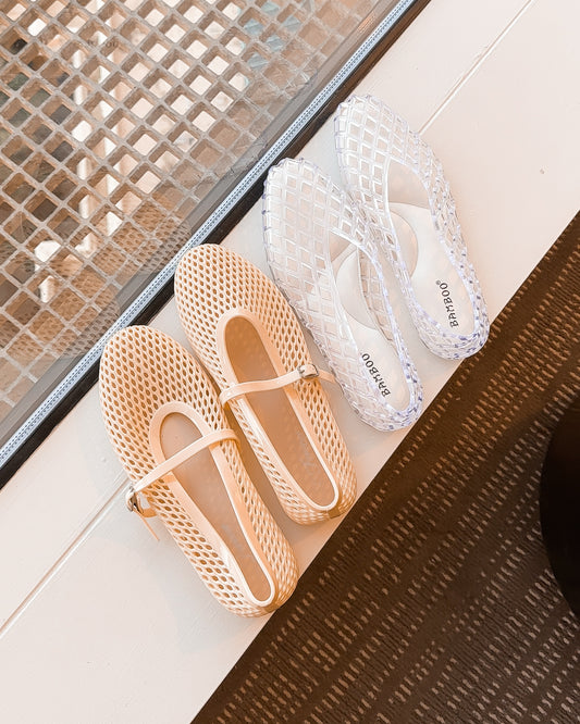 Jelly Mary Jane Flats - Nude