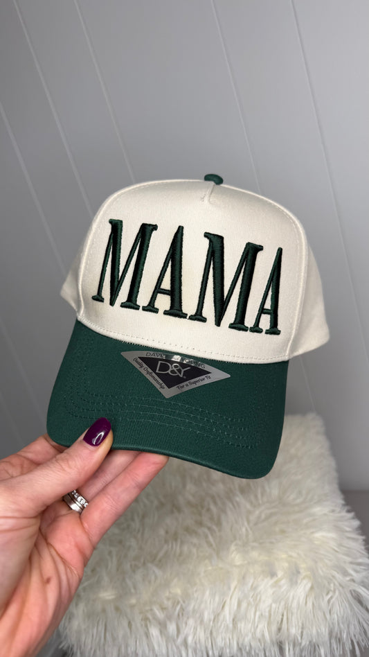 MAMA 3D Puff Green Trucker Hat